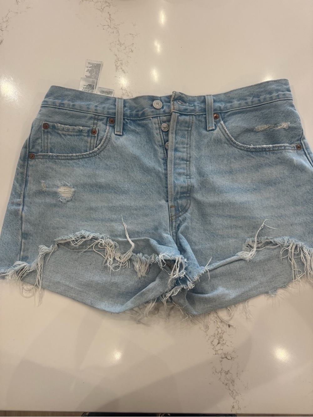 Light Wash Distressed Denim Jean Shorts